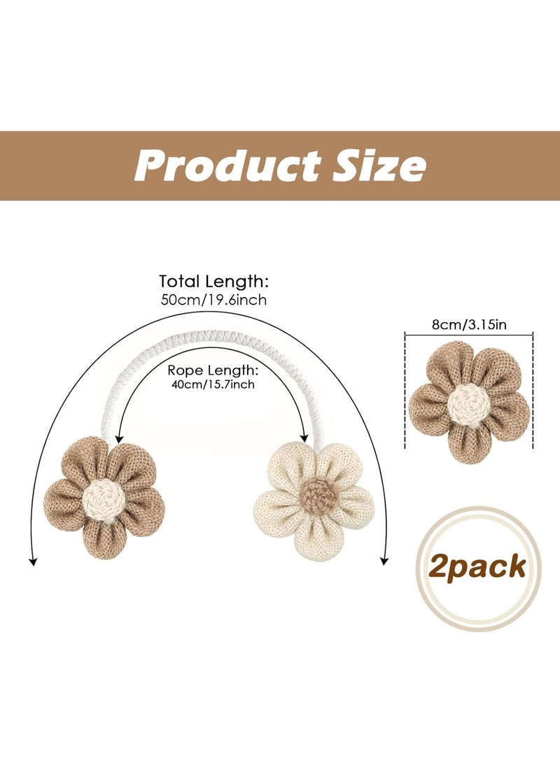 ChicAbode 2 قطعة من ربط الستائر، حاملات ستائر زهور بولو، حاملات ستائر زهور الشمس البسيطة والأنيقة، زخرفة غرفة نوم بولو (ربطات ستائر بالحبال) - Image 3